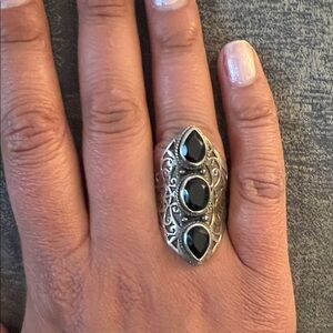 Black Onyx sterling silver ring size 7